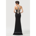 Grace Karin sin mangas de cuello en V Long Black Sequins Stretch vestidos de noche CL6157